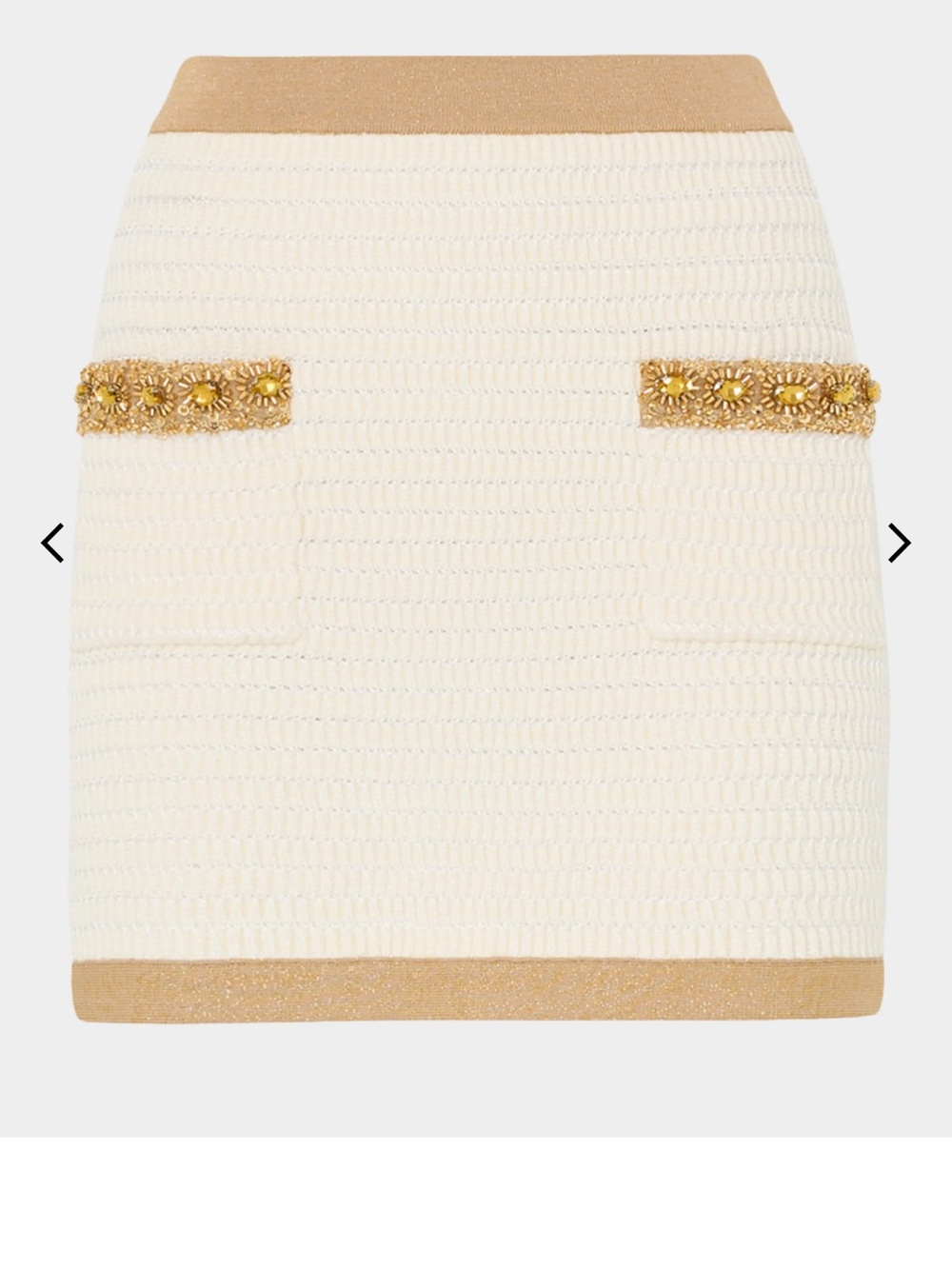 NWT Milly Cream Knit Mini Skirt with Gold Trim